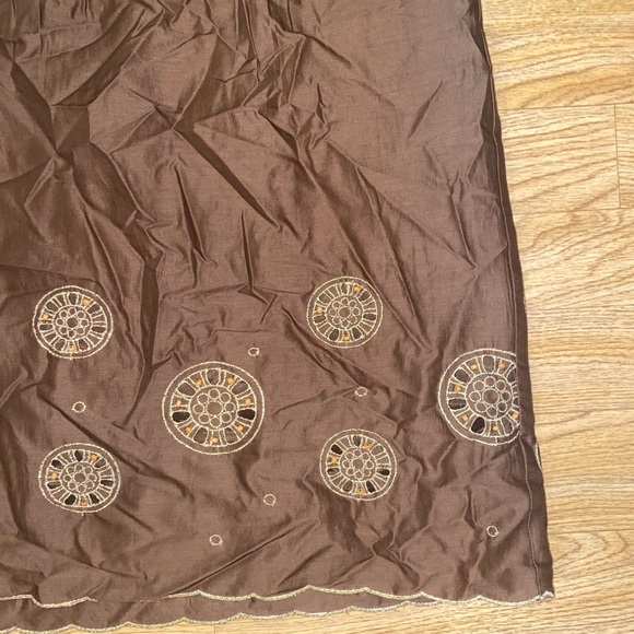NWT Brown LOFT Embroidered Beaded Scalloped Edge Pleated Skirt - Picture 2 of 5
